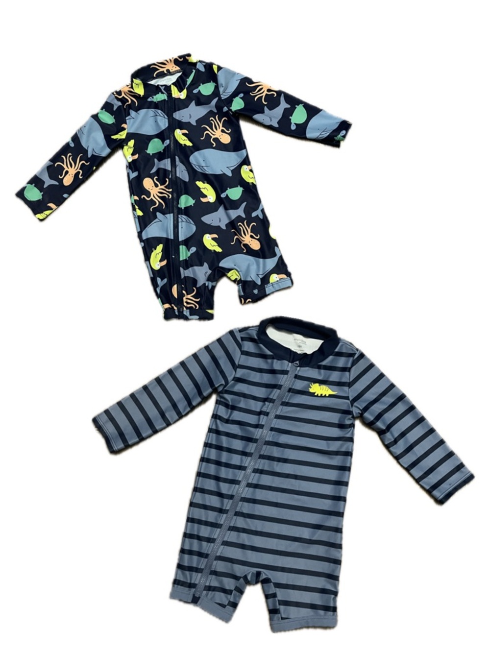 Simple Kids Two-Piece Swim Set in Navy, Gray, Lime